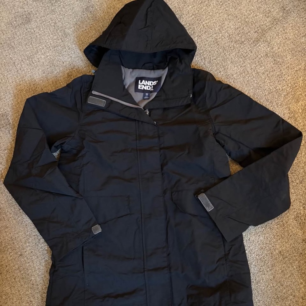Lands' End Women's Black Hooded Jacket